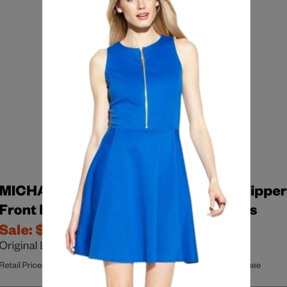 Michael Kors Blue Amalfi Zipper Fit @ Flare Dress